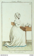 Gravure De Mode Costume Parisien 1799 N°119 (An 7) Toquet à Fond Plissé - Radierungen