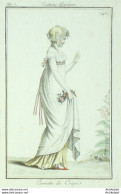 Gravure De Mode Costume Parisien 1799 N°146 (An 7) Cornette De Crêpe - Radierungen