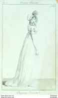 Gravure De Mode Costume Parisien 1799 N° 58 (An 7) Chapeau Cornette - Radierungen