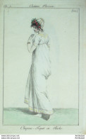 Gravure De Mode Costume Parisien 1799 N° 122 (An 7) Toquet En Rûche - Etchings