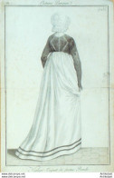 Gravure De Mode Costume Parisien 1799 N° 123 (An 7) Négligé. Toquet De Forme - Etsen