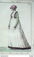 Gravure De Mode Costume Parisien 1799 N°  91 (An 7) Spencer Bordé En Poil - Etsen