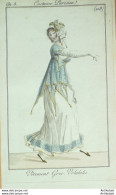 Gravure De Mode Costume Parisien 1800 N° 218 (An 8) Vêtement Grec Volubilis - Etchings