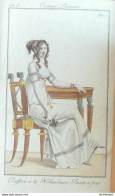 Gravure De Mode Costume Parisien 1800 N° 219 (An 8) Coiffure à La Hollandaise - Etchings