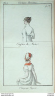 Gravure De Mode Costume Parisien 1800 N° 253 (An 9) Chapeau Capote - Etchings