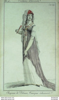 Gravure De Mode Costume Parisien 1800 N° 254 (An 9) Tunique échancrée - Etchings