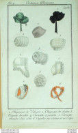 Gravure De Mode Costume Parisien 1800 N° 263 (An 9) Toquets Brodés Cornette - Eaux-fortes