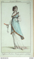 Gravure De Mode Costume Parisien 1800 N° 273 (An 9) Tunique Garnie En Feuillage - Eaux-fortes