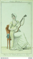 Gravure De Mode Costume Parisien 1801 N° 289 (An 9) Chapeau à La Lisbeth - Eaux-fortes