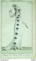 Gravure De Mode Costume Parisien 1801 N° 302 (An 9) Fichu Chapeau Babet - Etchings