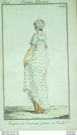 Gravure De Mode Costume Parisien 1801 N° 308 (An 9) Toquet & Canezou Garnis - Etsen