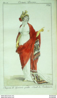 Gravure De Mode Costume Parisien 1801 N° 339 (An 10) Schall De Cachemire - Radierungen