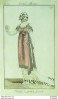 Gravure De Mode Costume Parisien 1801 N° 347 (An 10) Tunique à Grande Parure - Etchings