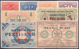 8 Scheine Zu 5, 10, 25, 50 Kapeikas, 1, 3, 5 Und 10 Rubli (1919-1920). I Bis III- Pick 9,10,11,12. - Letonia