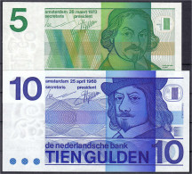 5 Gulden 1973 Und 10 Gulden 1968. I. Pick 91b, 95a. - Other & Unclassified
