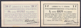 Leibicz Kriegsgefangenenlager, 1 Und 20 Filler 15.6.1917. Leicht Stockfleckig Sonst I- Campbell. 1549,1552. - Autriche