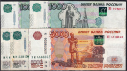 4x 1000 Rubel Und 1x 5000 Rubel 1997. III Und I- - Russia