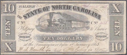 North Carolina, 10 Dollars 1862, Ohne Überdruck. III, Selten. Pick S2342a. - Autres & Non Classés