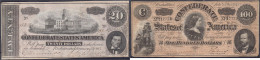 Confederate States America, 20 U. 100 Dollar 17.2.1864. Richmond. III. Pick 69, 71. - Sonstige & Ohne Zuordnung