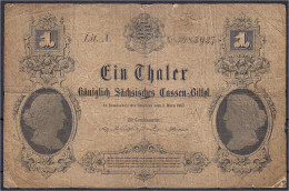 1 Thaler 2.3.1867. Königlich Sächsische Cassenbillets 1818 - 1867. Lit. A. IV. Pick S629. Grabowski/Kranz 462. - [ 1] …-1871 : Stati Tedeschi