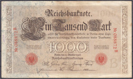 1000 Mark (Brauner Tausender) 10.10.1903. Udr.-Bst. B, Serie B. III, Selten. Rosenberg 21. Grabowski. Deu-19. Pick 23. - Other & Unclassified