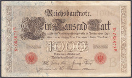 1000 Mark (Brauner Tausender) 10.10.1903. Udr.-Bst. B, Serie B. III, Selten. Rosenberg 21. Grabowski. Deu-19. Pick 23. - Sonstige & Ohne Zuordnung