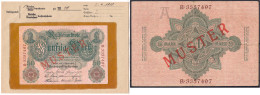 50 Mark 21.4.1910. Mit Rotaufdruck „Muster“ Auf Vs. Und Rs., Udr.-Bst.: A, Serie B, Im Original Kassenkuvert Der Reichsb - Other & Unclassified