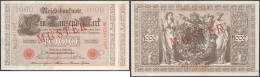2x 1000 Mark (Brauner Tausender) 21.4.1910. Mit Rotaufdruck „Muster“ 1x Auf Vs. Und Rs. Und 1x Nur Auf Vs., Udr.-Bst.: P - Andere & Zonder Classificatie
