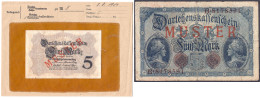 5 Mark 5.8.1914. Mit Rotaufdruck „Muster“ Auf Vs. Und Rs., KN. 7-stellig, Serie B, Im Original Kassenkuvert Der Reichsba - Otros & Sin Clasificación