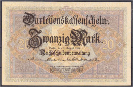 20 Mark 5.8.1914. KN. 7-stellig, Serie G. I. Rosenberg 49b. Grabowski. Deu-55b. Pick 48. - Sonstige & Ohne Zuordnung