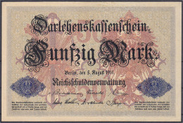 50 Mark 5.8.1914. KN. 6-stellig, Serie L. I- / II+ Rosenberg 50a. Grabowski. DEU-56a. Pick 49. - Sonstige & Ohne Zuordnung