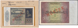 500 Mark 27.3.1922. Mit Rotaufdruck „Muster“ Auf Vs. Und Rs., Serie B, Im Original Kassenkuvert Der Reichsbank. III-, Fa - Autres & Non Classés