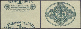 Fehldruck Zu 1 Mark 15.9.1922. Vs. Stark Verschoben (halb/halb) Und Rs. Normal. Nicht Katalogisiert. I, Selten. Rosenber - Sonstige & Ohne Zuordnung