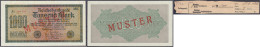 1000 Mark 15.9.1922. Mit Rotaufdruck „Muster“ Auf Vs., Wz. Wellen, KN. 6-stellig, FZ: MK. I-, Fleckig Wahrscheinlich Dur - Other & Unclassified