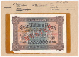 1 Mio. Mark 20.2.1923. Mit Rotaufdruck „Muster“ Auf Vs., Wz. Hakensterne, KN. 6-stellig, FZ: UB, Im Original Kassenkuver - Altri & Non Classificati