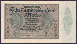 Fehldruck Zu 500 Tsd. Mark 1.5.1923. Serie H, KN. Auf Vs. Und Rs. Nicht Gleich. II, Selten. Rosenberg 87a. Grabowski. DE - Autres & Non Classés