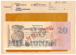 20 Mio. Mark 25.7.1923. Mit Rotaufdruck „Muster“ Auf Vs., Firmendruck, KN. 6-stellig, FZ: P, Im Original Kassenkuvert De - Other & Unclassified