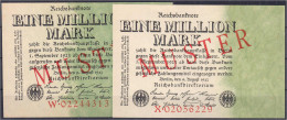 2x 1 Mio. Mark 9.8.1923. Mit Rotaufdruck „Muster“ Auf Vs., Serie W Und X. (Schuster Sammleranfertigungen). I / I- Rosenb - Other & Unclassified