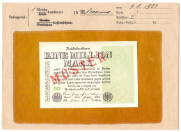 1 Mio. Mark 9.8.1923. Mit Aufdruck „Muster“ Auf Vs., Wz. Ringe, FZ: BD, Im Original Kassenkuvert Der Reichsbank. I-, Far - Sonstige & Ohne Zuordnung