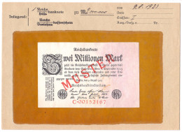 2 Mio. Mark 9.8.1923. Mit Rotaufdruck „Muster“ Auf Vs., Serie C, Im Original Kassenkuvert Der Reichsbank. II, Fleckig Du - Altri & Non Classificati