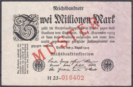 2 Mio. Mark 9.8.1923. Mit Rotaufdruck „Muster“ Auf Vs., FZ Und Reihe Schwarz, FZ: H. III. Rosenberg 102b. Grabowski. DEU - Autres & Non Classés