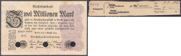 2 Mio. Mark 9.8.1923. Muster Mit Dreifach Lochung, Wz. Hakensterne, FZ: WB. II+, Fleckig Wahrscheinlich Durch Kassenkuve - Other & Unclassified