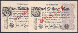 2x 2 Mio. Mark 9.8.1923. Mit Rotaufdruck „Muster“ Auf Vs., Wz. Gitter Und Hakensterne. I- Rosenberg 103a,d. Grabowski. D - Sonstige & Ohne Zuordnung