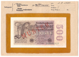 500 Mio. Mark 1.9.1923. Mit Rotaufdruck „Muster“ Auf Vs., KN. 7-stellig, Serie J, Im Original Kassenkuvert Der Reichsban - Sonstige & Ohne Zuordnung