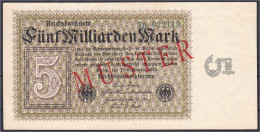 5 Mrd. Mark 10.9.1923. Mit Rotaufdruck „Muster“ Auf Vs., Firmendruck, KN. 6-stellig, FZ: R. (Schuster Sammleranfertigung - Other & Unclassified