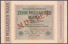 10 Mrd. Mark 1.10.1923. Mit Rotaufdruck „Muster“ Auf Vs., Wz. Rauten, KN. 6-stellig, FZ: BS. I-, äußerst Selten. Rosenbe - Sonstige & Ohne Zuordnung