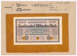 200 Mrd. Mark 15.10.1923. Muster Mit Dreifach Lochung, Wz. Hakensterne, KN. 6-stellig, FZ: WB, Im Original Kassenkuvert  - Andere & Zonder Classificatie