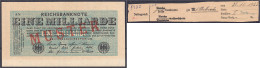 1 Mrd. Mark 20.10.1923. Mit Rotaufdruck „Muster“ Auf Vs., Wz. Kreuzblüten, FZ: AN. I-, Farbunterschiede Wahrscheinlich D - Andere & Zonder Classificatie