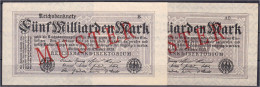 2x 5 Mrd. Mark 20.10.1923. Mit Rotaufdruck „Muster“ Auf Vs., Wz. Kreuzblüten, Ohne KN., FZ: B Und AO. (Schuster Sammlera - Autres & Non Classés