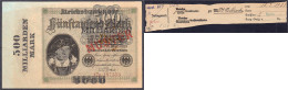 500 Mrd. Mark Überdruckprovisorium 15.3.1923. Mit Rotaufdruck „Muster“ Auf Vs., Firmendruck, FZ: G. I-, Farbunterschiede - Autres & Non Classés